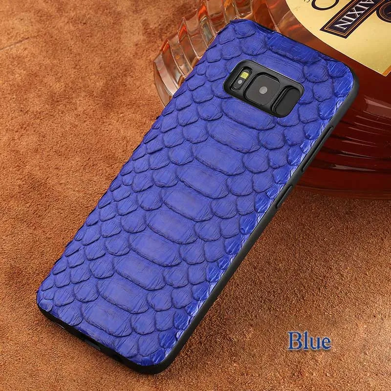 05-Blue S10 plus чехол для samsung s10 чехол из натуральной кожи питона задняя крышка для samsung galaxy note 10 A70 A9 A7 J7 - Цвет: 05-Blue