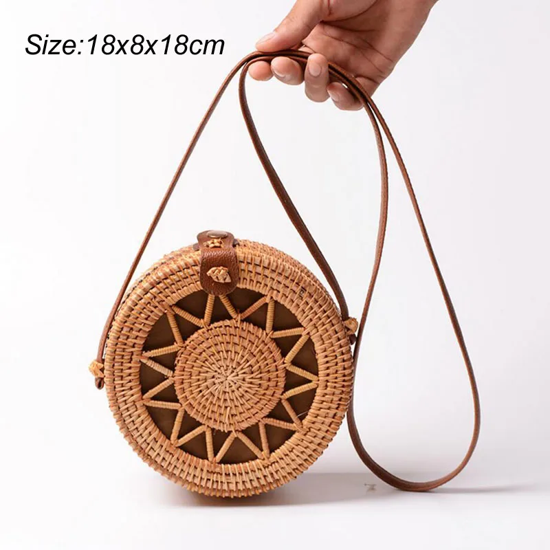 AK 036 Летняя круглая Соломенная Сумка Пляжная bolso mimbre paja Плайя sac paille rieten tas torebka wiklinowa osier verano Женская плетеная Сумка - Цвет: AK 036