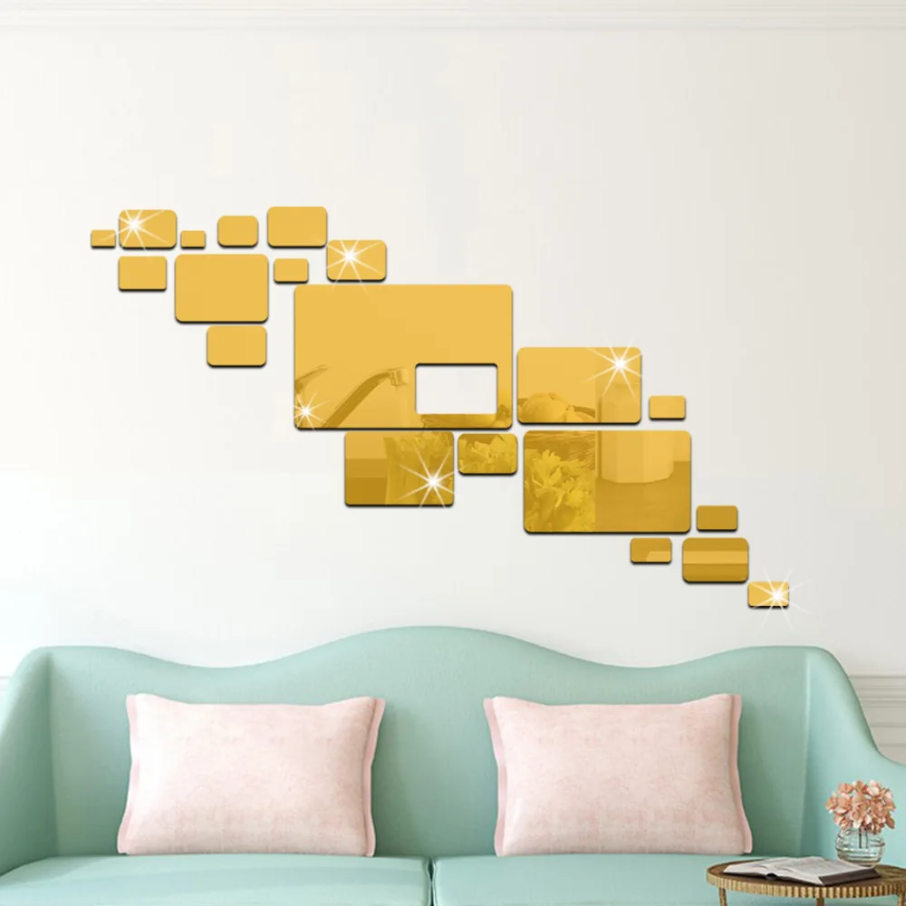 Funlife Background wall mirror stickers living room sofa TV background geometric environment can be removed ps paste 3611 | Дом и сад