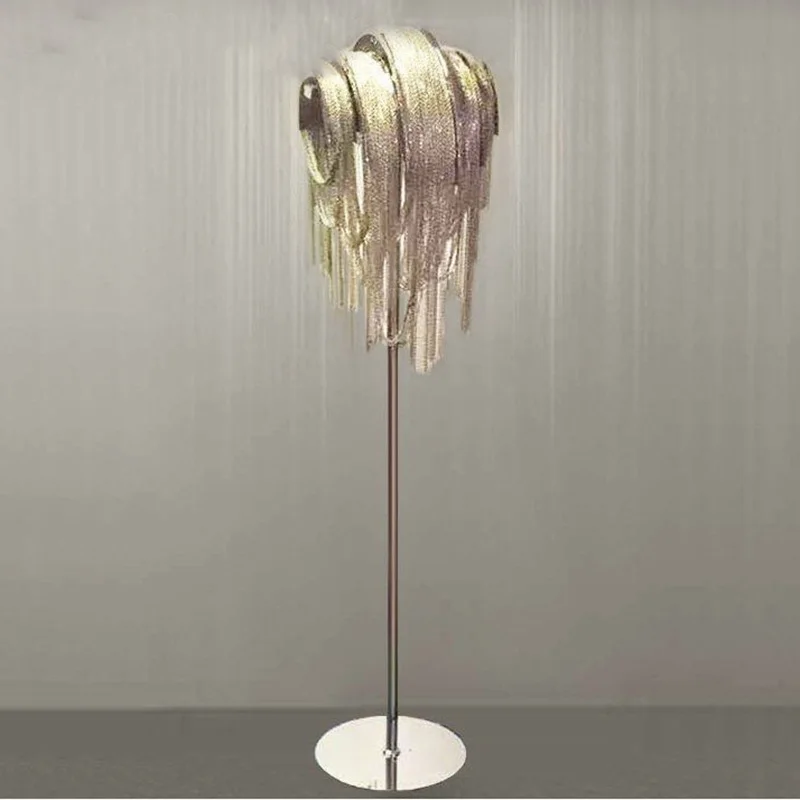 Алюминиевый напольный светильник Железный серебристый золотой стоячий для