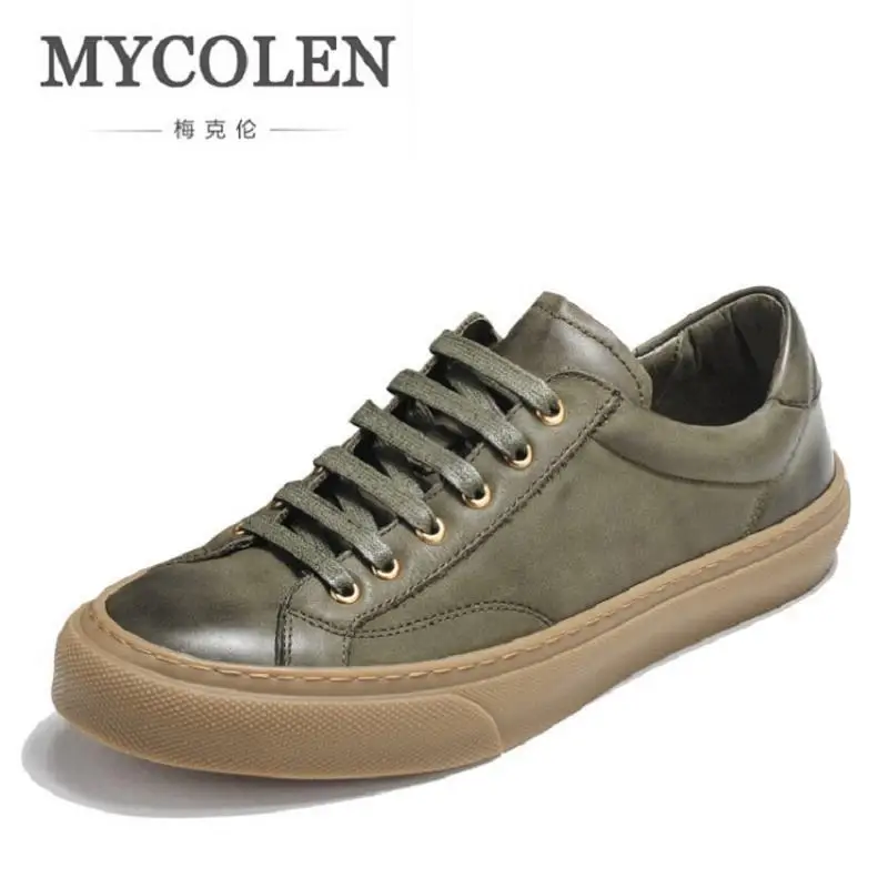 MYCOLEN New Arrival Men Casual Shoes For Breathable Lace Up Flats Classic Comfort Army Green zapatilla hombre | Обувь