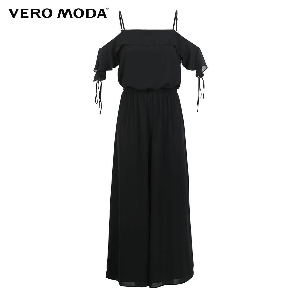 Vero Moda New Women's Ruffled Trims Shoulder Straps Wide-leg Jumpsuit | 318344506