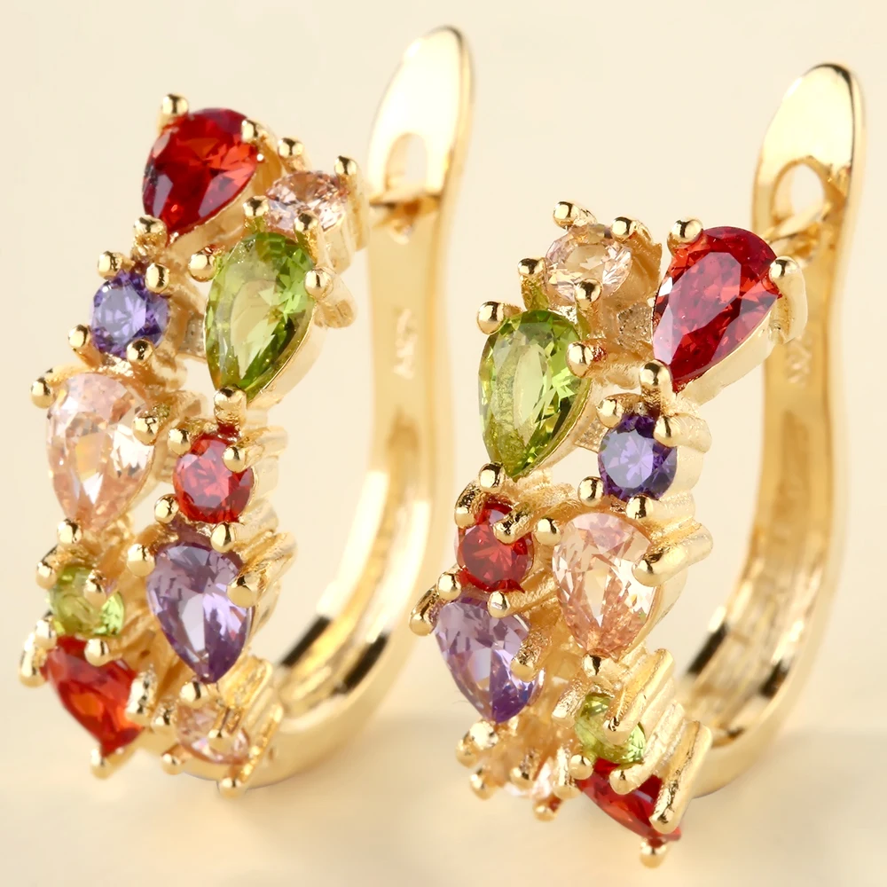 Модные Разноцветные серьги Seanlov с фианитами и кристаллами золотого цвета для