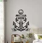 Новинка, персонализированная виниловая наклейка на стену с якорем, Ранняя Наклейка на стену для мальчика с именем на заказ, Постер для детской росписи A496
