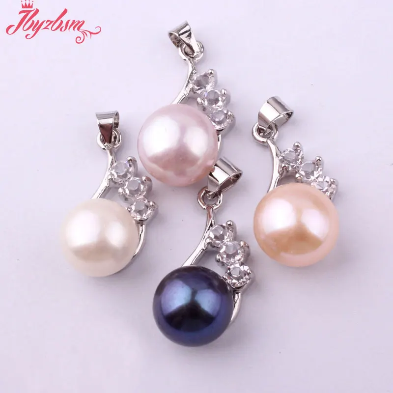 10 мм натуральный круглый пресноводный жемчуг хрустальные бусины CZ белый