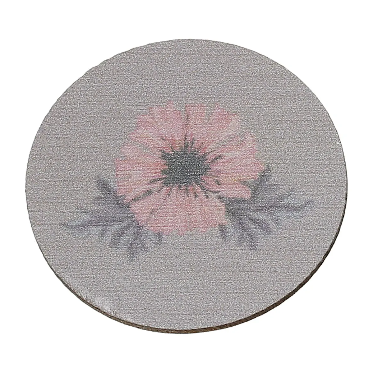 DoreenBeads Wood Cabochons Scrapbooking Embellishments Findings Oval Gray Flower Pattern 32mm(1 2/8&quot)x 30mm(1 1/8&quot) 4 PCs |
