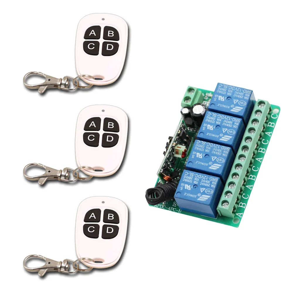 Новинка реле постоянного тока 12 В 10 А четырехканальный беспроводной пульт