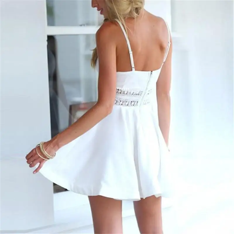 Летнее платье Мода 2017 г. Для женщин сексуальный ремень выдалбливают v образным