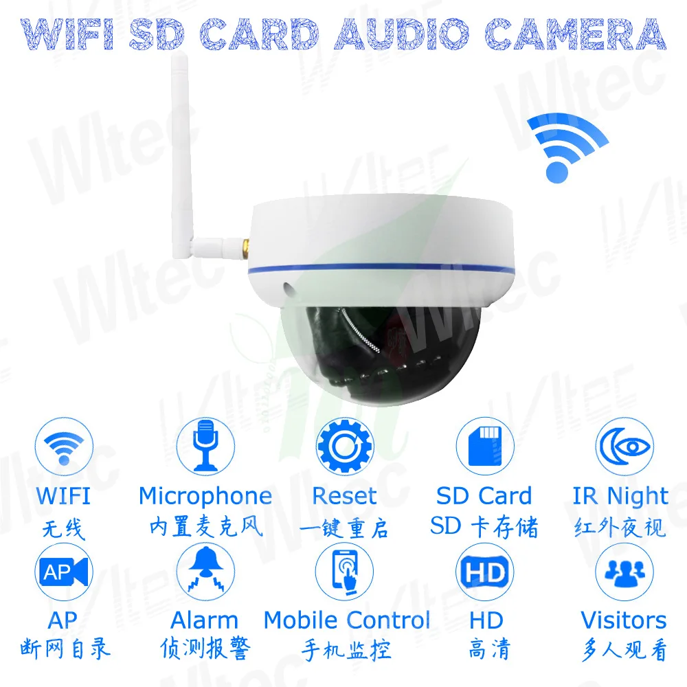 Камера наблюдения wifi Антивандальная CCTV камера Onvif 128G SD карта IP металлическая