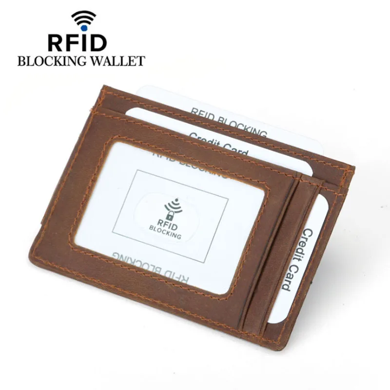 Для мужчин RFID тонкий бумажник из натуральной кожи кредитной держатель для карт с