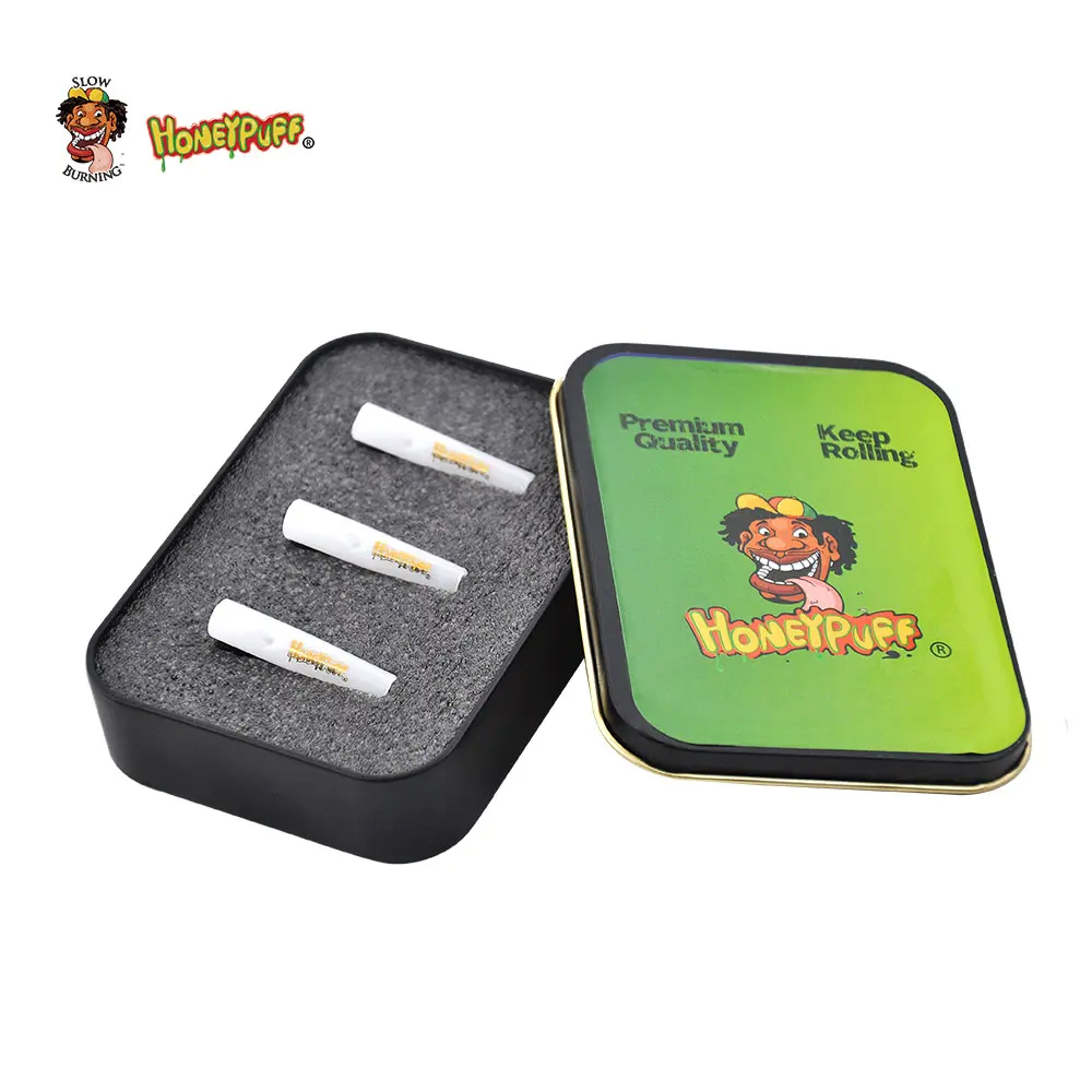 HONEYPUFF 3 x стекло многоразовые прокатки фильтр советы бумага Рот Советы+ 1 шкатулка для табака коробка конусов производитель - Цвет: Green