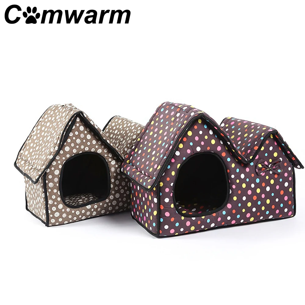 Comwarm Pet кровать собака кошка щенок Дом двойная крыша подушка коврик мягкий