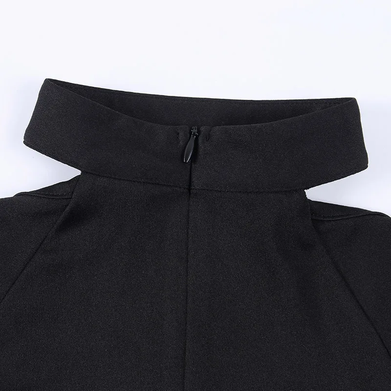 Женское готическое платье черное повседневное облегающее мини с подвеской в