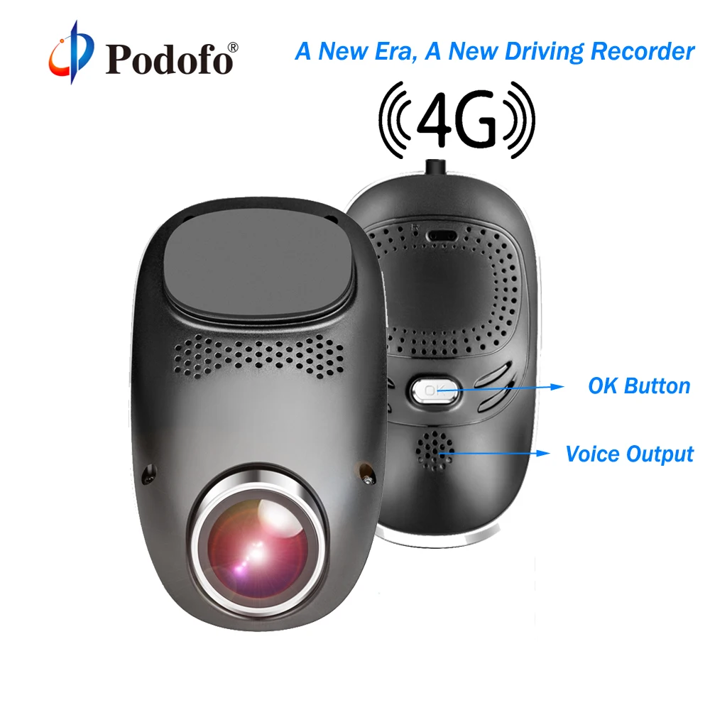 Podofo 4G Wifi тире камера Android gps ADAS регистратор двойной объектив Full HD 1080p cam Мини петля