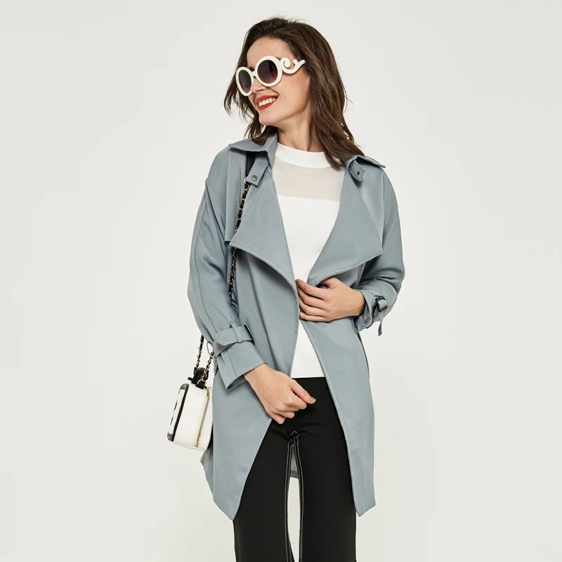 HEE GRAND/Новинка 2018 года сплошной цвет Открыть стежка повседневное тренч для женщин