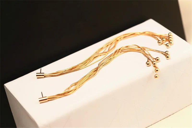 

Statement Metal Tassel Long Eaeeings For Women Fashion Simple Gold-Color Ear Jewelry Bijioux Wholesale