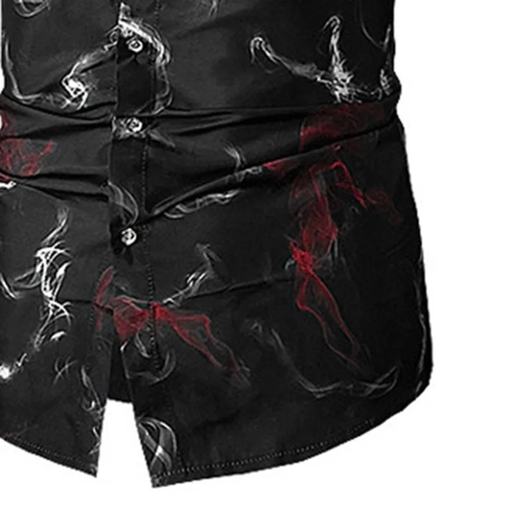 Men's Print Turn-Down Collar Slim Fit Short Sleeve Top Shirt Blouse hawaiian camisa masculina camisas hombre chemise homme