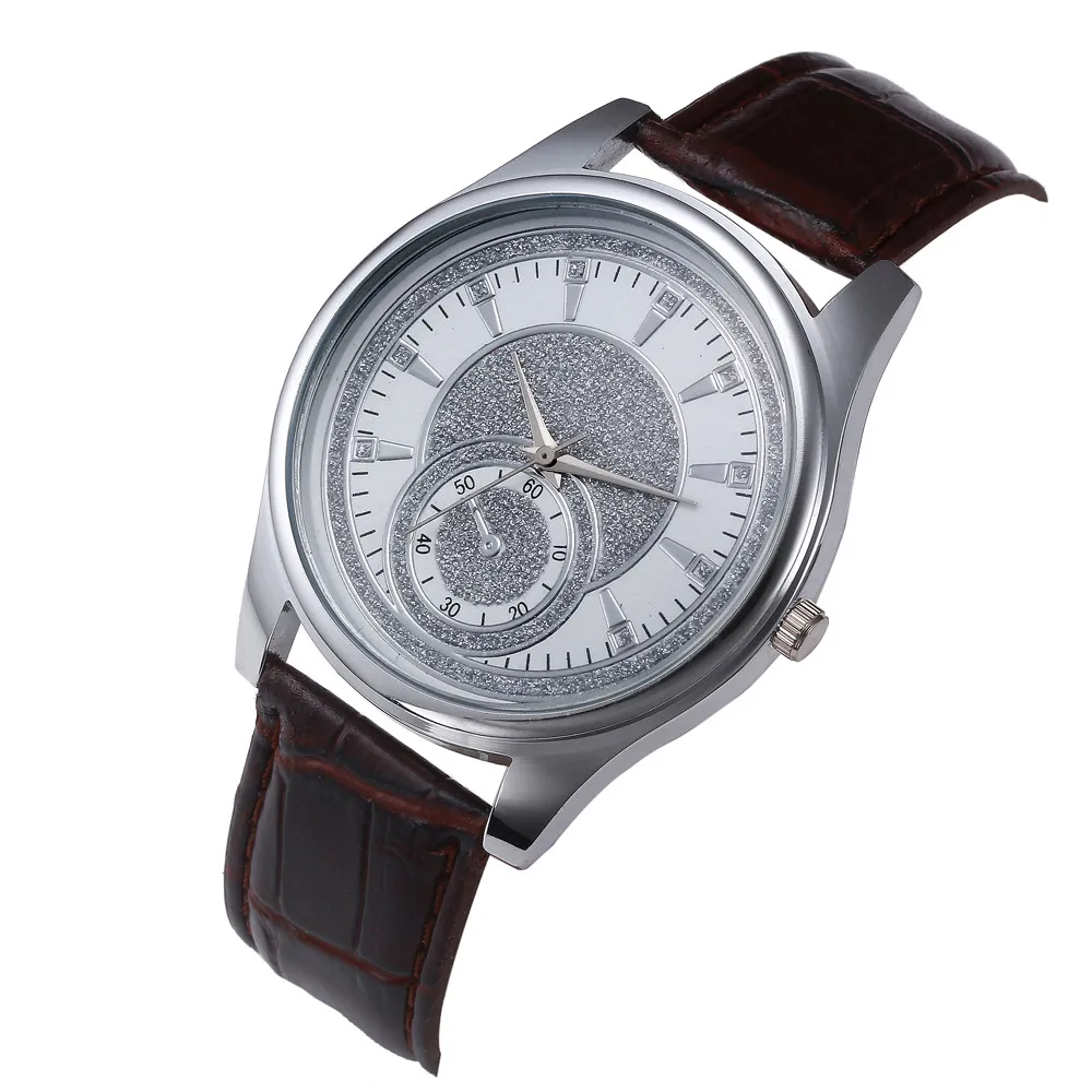 Модные мужские серебряные наручные часы из нержавеющей стали Dail кожаные
