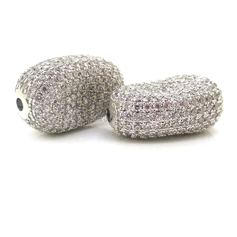 Mixed Gold Black Silver Color micro pave zircon beads Broad Bean Shaped bead fit for Pearl Gem Stone jewelry making accessroies | Украшения