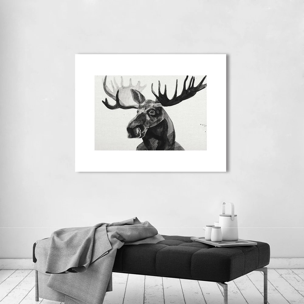 HDARTISAN картина на стену с животными холст принт Moose черный белый домашний декор