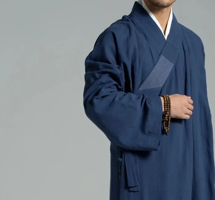 unisex Summer&ampSpring top quality cotton&amplinen zen lay robe uniforms shaolin kung fu suits meditation Buddhist monk clothing blue | Спорт