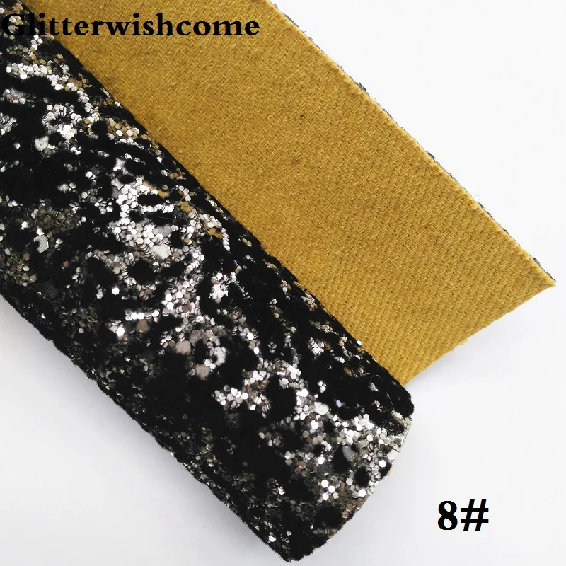 8 Glitterwishcome 21X29 см A4 размер винил для Луки, флокирование с эффектом блестящей кожи Ткань Винил для луков, GM148A - Цвет: 8
