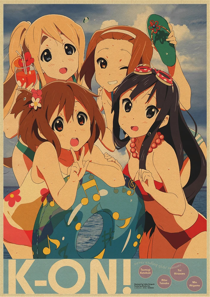 K-ON плакат из крафт-бумаги стикер стены японского аниме плакат из крафт-бумаги s домашний декор комнаты крафт-бумаги наклейки на стену - Цвет: Светло-серый