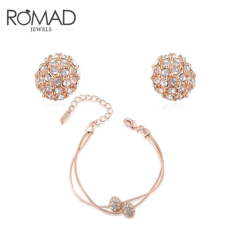 ROXI бренд romad 2 шт. розовое золото Цвет Австрийский Хрустальный Браслет