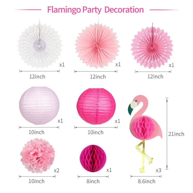 Тропические розовые фламинго для вечеринки фотообои с Сотами бумажные фонари