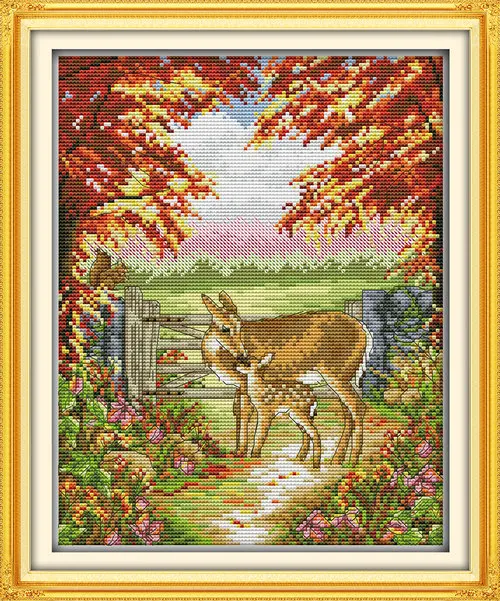 Warm deer mother and child pattern Counted or Stamped Cross-Stitch Needlework DIY DMC Cross stitch Sets For Embroidery kits | Дом и сад