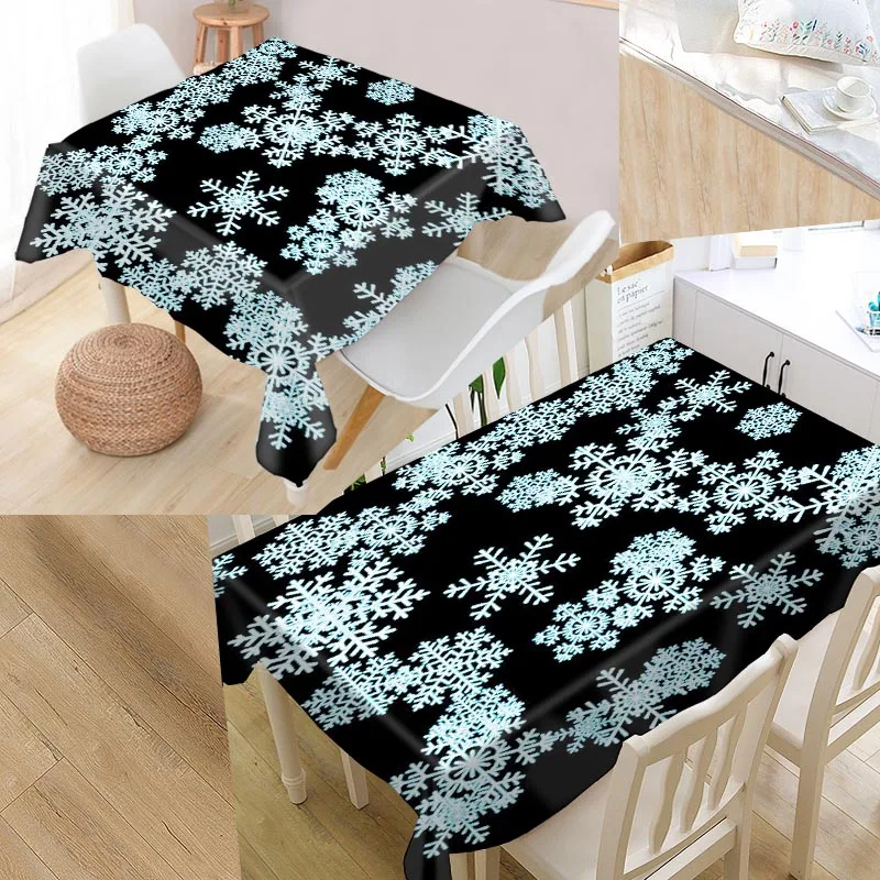 

Custom Snowflake Table Cover Rectangular Home Protection Decoration Elegant Wedding Waterproof Oilproof Tablecloth