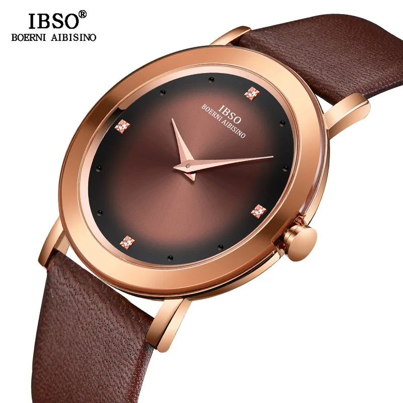 IBSO Роскошные для мужчин s ручные часы Reloj Hombre пояса из натуральной кожи кварцевые