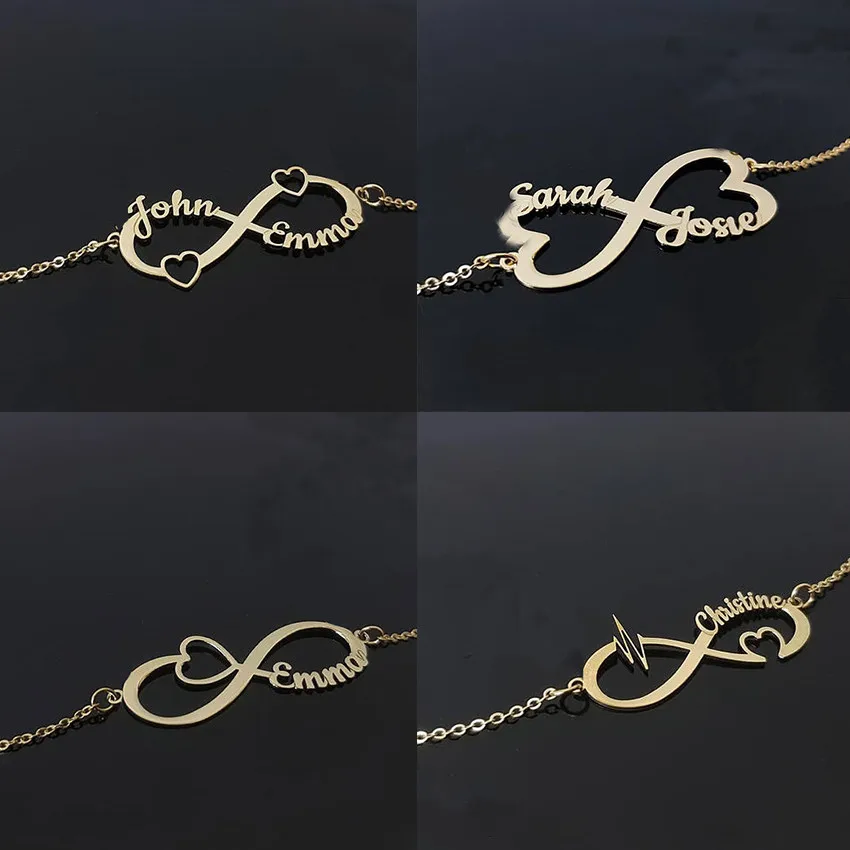 

Customize Infinite Name Layer Bracelet For Women Personalized Stainless Steel Gold Custom Name Bracelet Jewelry Christmas Gift