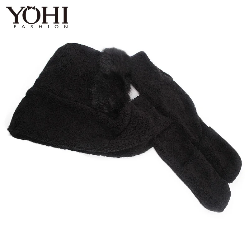 

New Winter Men's and women's warm plush fur furry cashmere hat scarf gloves one kit Cold Weather Earmuff Headbands