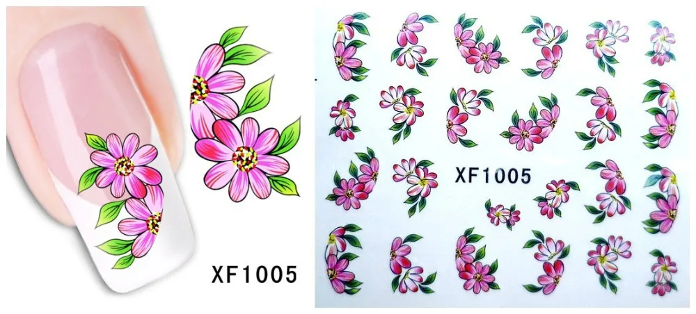 60 листов XF1001 XF1060 ногтей цветок воды транфер стикер Красота фольга для
