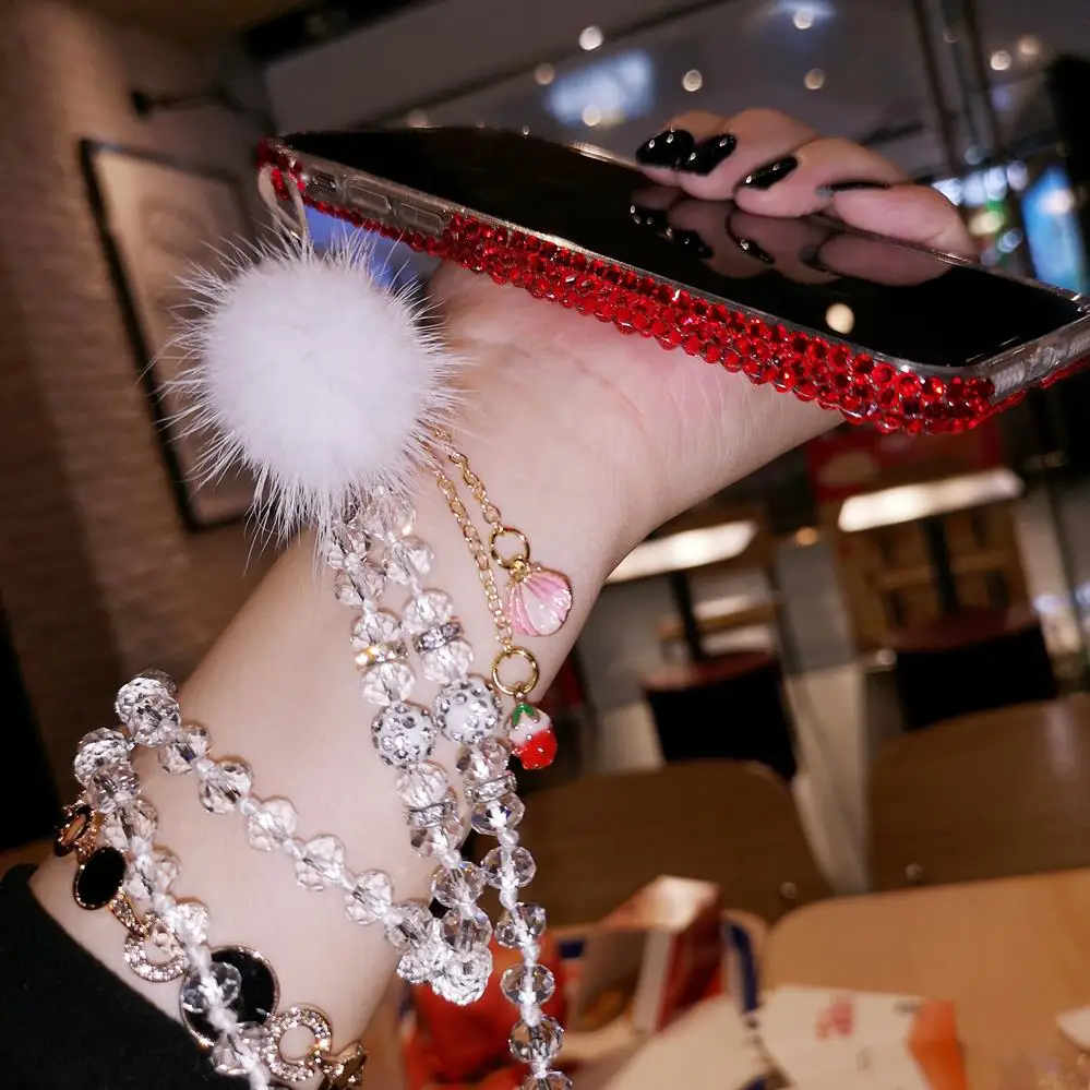 For iPhone XS Max Luxury Pig Bling Crystal Diamond Cover for iphone XR X 6 6S 6SP 7 7P 8 8plus Festive Red stones case +strap |