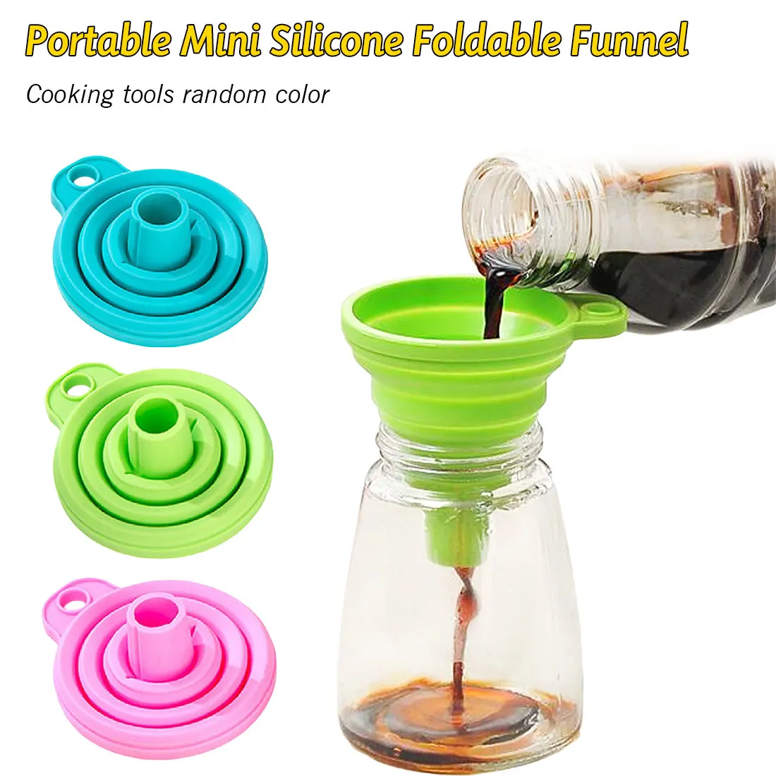 Collapsible Style Funnel Hopper Protable Mini Silicone Gel Foldable Kitchen Cooking Tools Accessories Gadgets | Дом и сад