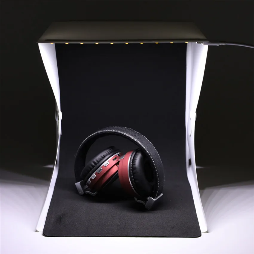 

Portable Photo Studio 9" Mini Folding Table Top LED Light Box Photography Lighting Tent w/ 4pcs(White Green Red Black) Backdrop