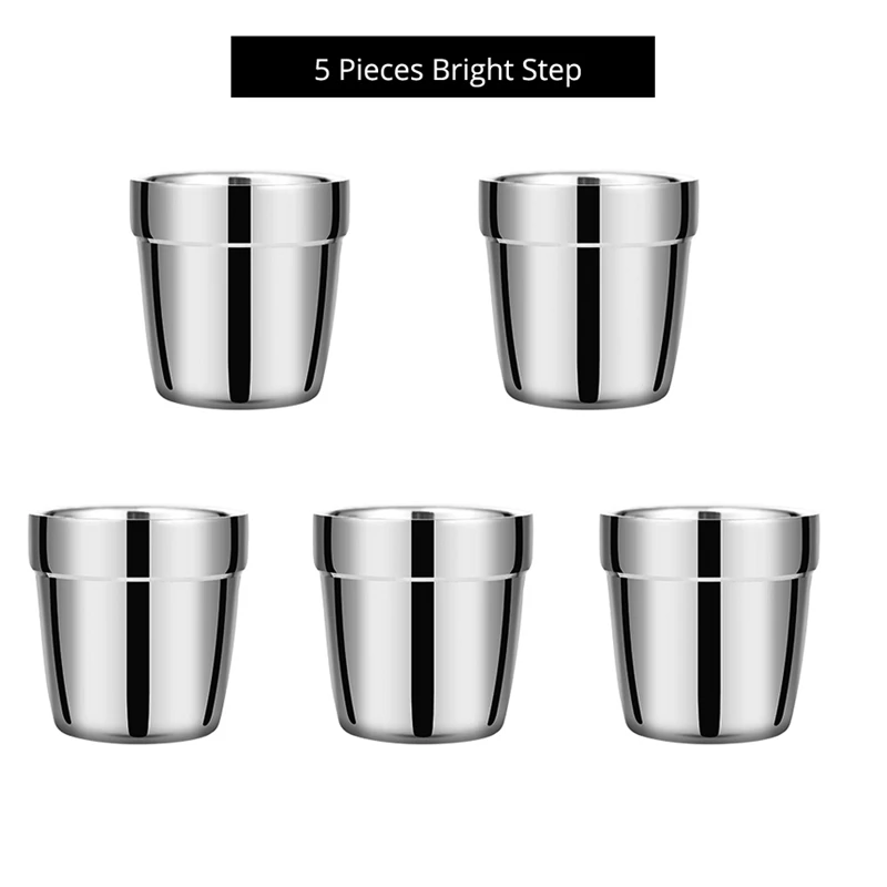 5Pcs Bright Step Unibird пивные кружки из нержавеющей стали, кофейная кружка, чайная чашка, 175 мл, бар, питьевая посуда для напитков, для путешествий, дома, вина, чашки, подарок 5/15/20 - Цвет: 5Pcs Bright Step