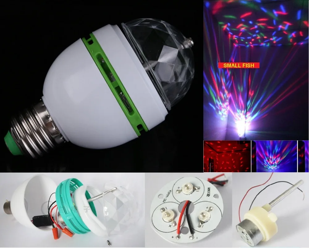 

Горячая распродажа! Цветная вращающаяся Автоматическая RGB Светодиодная лампа E27, сценическое освещение, праздничная лампа для дискотеки, ос...