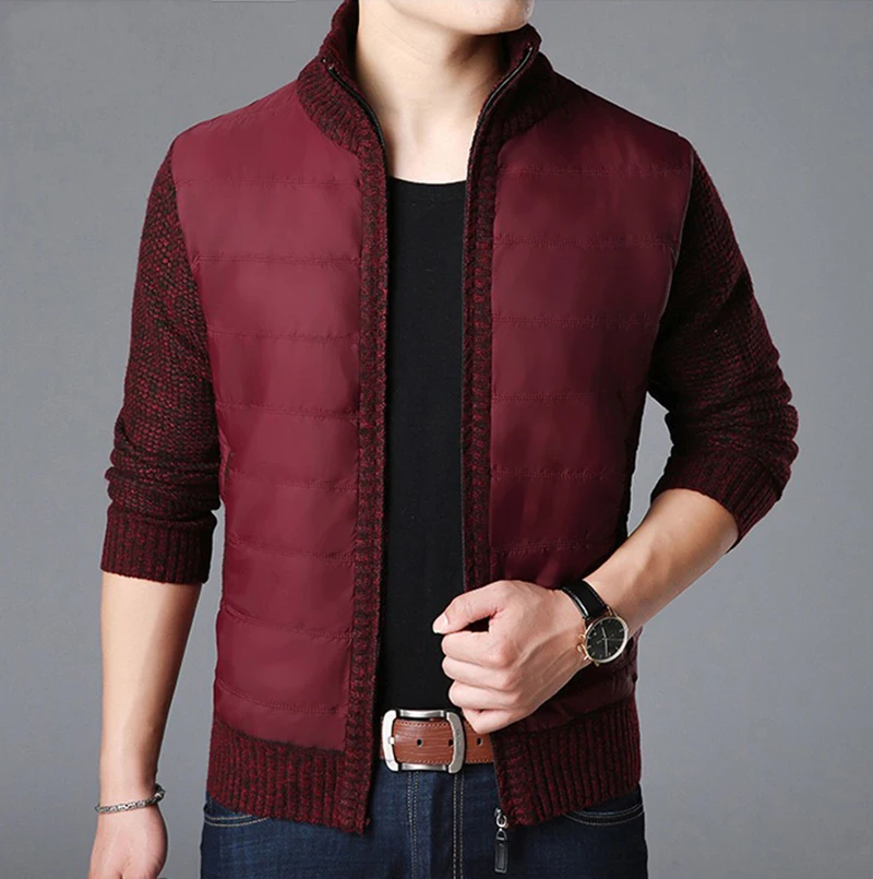 

Winter Autumn Warm 2018 Zipper Cardigans Plus Size Mandarin Collar Cardigan Sweater Coat Men