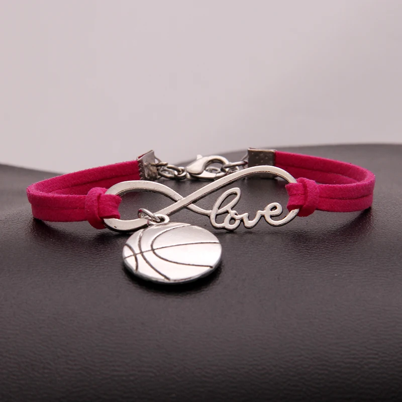 (10Pcs/Lot) 15Colors Infinity Love Basketball Bracelet &amp Bangles Charm Braided Leather Bracelets Sports Jewelry For Women Men | Украшения