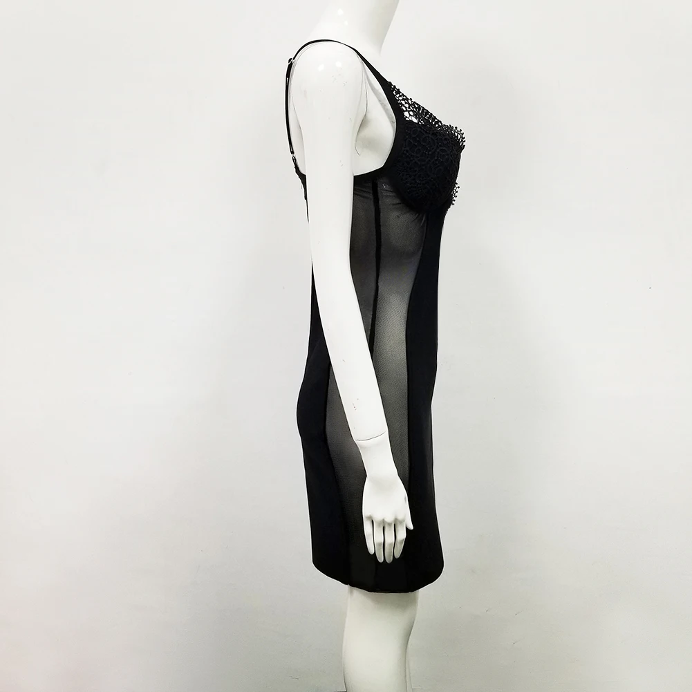 

2019 New Women Lace black V-Neck Spaghetti Strap Vestidos dress Bodycon Celebrity evening Party Dress dropshipping