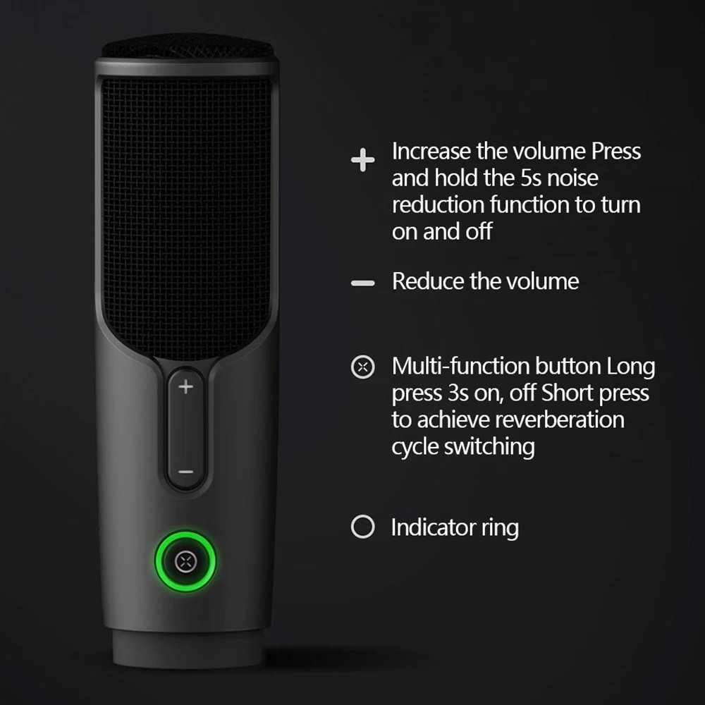Xiaomi Mijia JUNLIN, проводной цифровой микрофон, с шумоподавлением, портативный, в режиме реального времени, для возврата ушей, HD, с 3,5 мм аудиокабелем