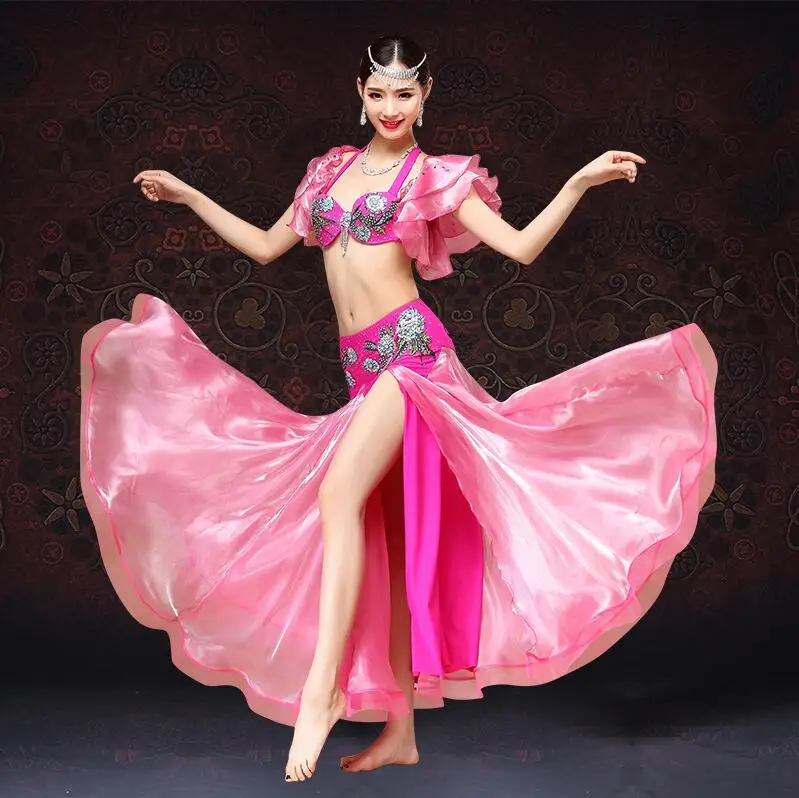 hot pink Танцевальное платье r's Vitality, платье для танца живота, расшитое бриллиантами, необычный костюм для танца живота, костюмы для восточных танцев - Цвет: hot pink