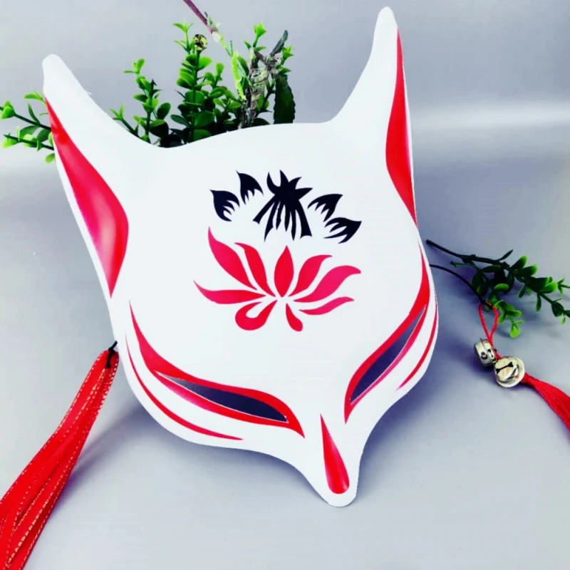 ПВХ маска лисы японский демон Kitsune Хэллоуин косплей на все лицо ручная роспись