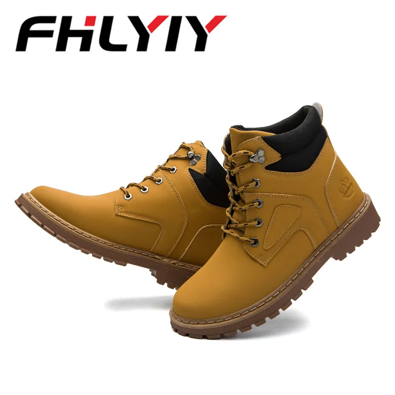 Осень зима Мужские ботинки Винтаж Стиль Мужская обувь Повседневное модные High Cut