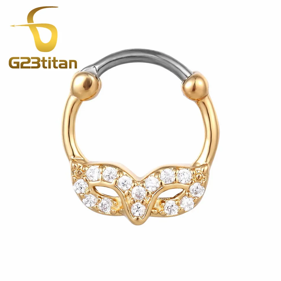 Septum Clicker G23titan титана пирсинг тела ювелирные изделия 16 г G23 титановый полюс перегородка кольцо с игла для прокалывания Кристалл Сережка для пирсинга в перегородку носа защелка для носа - Окраска металла: Septum Clicker