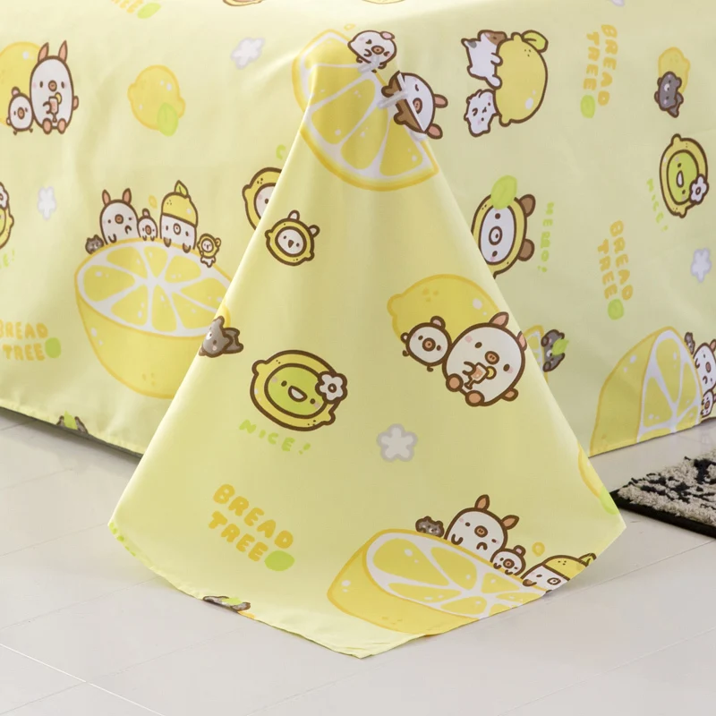 Solstice Home Textile Twin Full King Queen Bed Linen Set Lemon Yellow Cartoon Duvet Cover Sheet Pillowcase Kid Girl Teen Bedding | Дом и сад