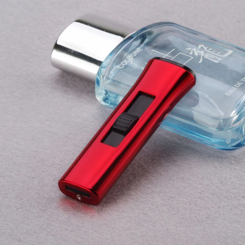 Red Перезаряжаемая Электронная зажигалка сенсорный выключатель электрическая зажигалка для сигарет мини ветрозащитные беспламенные USB катушки зажигалки - Цвет: Red